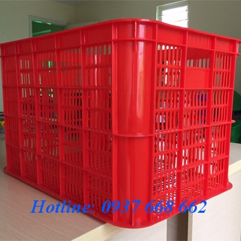 thùng nhựa hs005 màu đỏ, kích thước: 610x420x390 mm