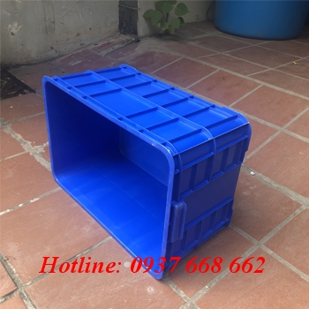 Cạnh dài thùng nhựa Ha019. Màu xanh dương