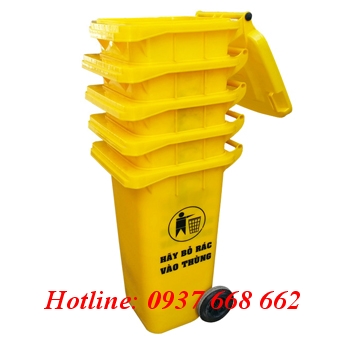 Bán thùng rác nhựa 120l màu vàng