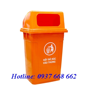 Thùng rác nhựa HDPE 95l Nắp hở. Kích thước: 540x430x945 mm